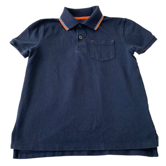CAT & JACK SHORT SLEEVE POLO SHIRT, BOYS, XS (4/5), NAVY, ORANGE & LT BLUE TRIM - Picture 1 of 7